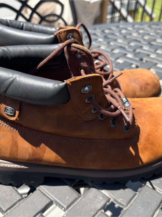 Skechers Brown Leather Work Boots with Black Padded Collar main image 5